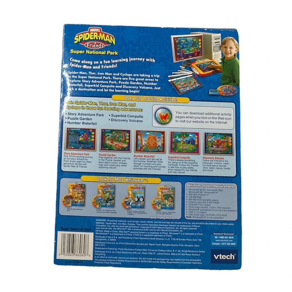 V Tech Whiz Kid CD & Cartridge Marvel Spider-Man‎ & Friends Super National Park